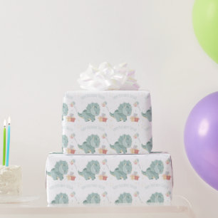 Papier Cadeau Joyeux Anniversaire Dinosaure Aquarelle Mignon Deu
