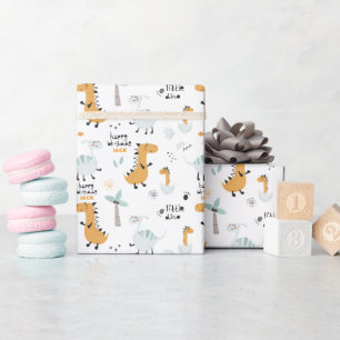 Papier Cadeau Joyeux Anniversaire Enfants Dinosaure Mignon