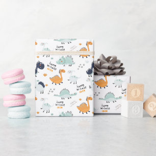 Papier Cadeau Joyeux Anniversaire Enfants Dinosaure Mignon