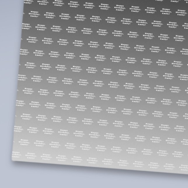 Papier Cadeau Joyeux anniversaire et tout nom | Black Grey White (Créateur téléchargé)