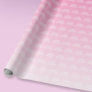 Papier Cadeau Joyeux anniversaire et tout nom   Ombre rose pâle