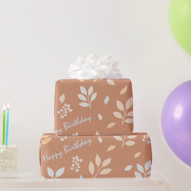 Papier Cadeau Joyeux Anniversaire Feuilles (Cadeaux de fête)