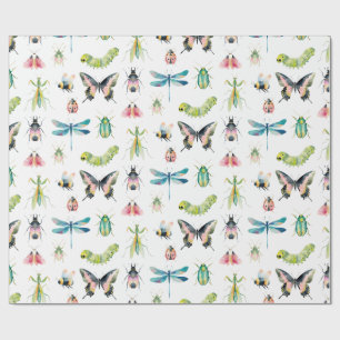 Papier Cadeau Joyeux Anniversaire Fille avec Insectes et Bugs Mi