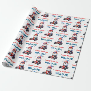 Papier Cadeau Joyeux Anniversaire Gnome de Course Patriotique