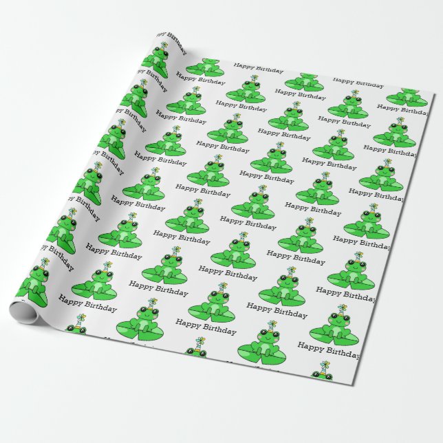 Papier Cadeau Joyeux Anniversaire Grenouille  (Déroulé)