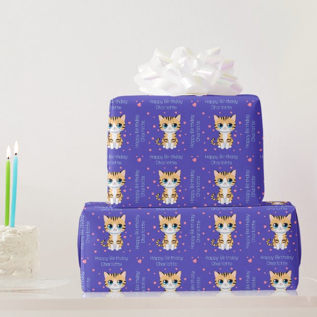 Papier Cadeau Joyeux Anniversaire Kawaii Chat enveloppement cade (Gifts Wrapped with Kitty Love! 🎁😺)