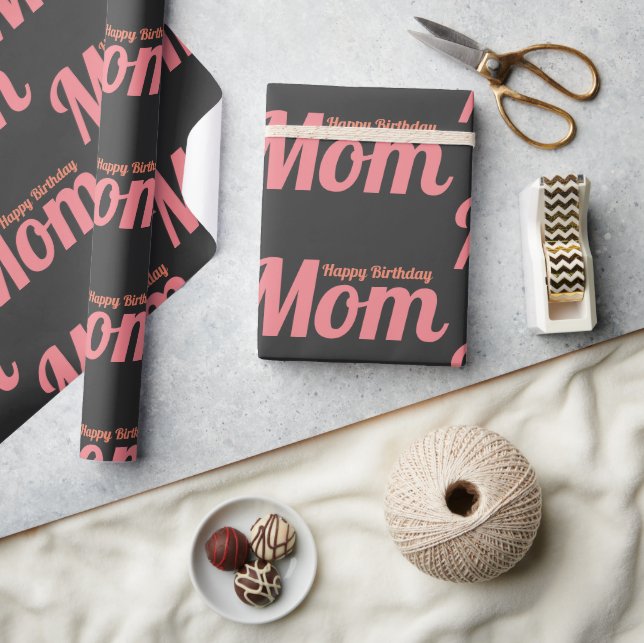 Papier Cadeau Joyeux Anniversaire Maman Blush Pink Wrapping Papi (Artisanat)