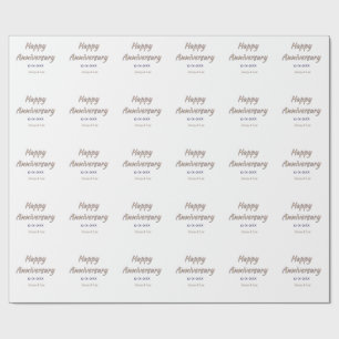 Papier Cadeau joyeux anniversaire marron gris nom date couple mo