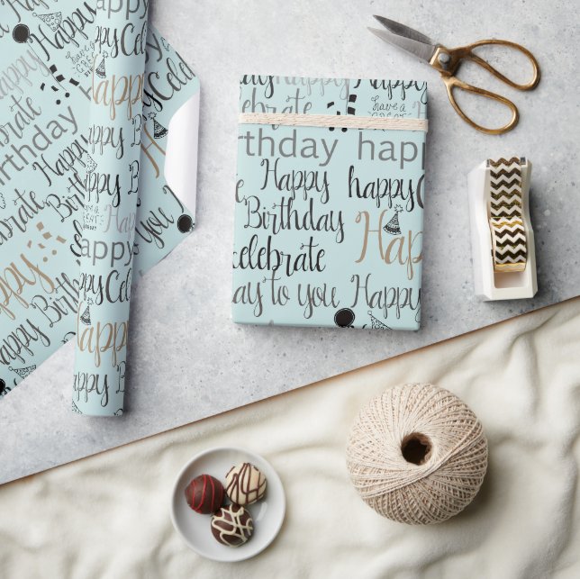 Papier Cadeau Joyeux Anniversaire Menthe (Artisanat)