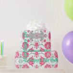 Papier Cadeau Joyeux Anniversaire Moderne Floral Design Papier d<br><div class="desc">Joyeux Anniversaire Vintage Retro Design Floral Papier d'enveloppement de vacances qui peut être personnalisé avec votre nom de famille ou votre date.</div>