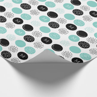 Papier Cadeau Joyeux Anniversaire Monogramme Cercles Aqua Dots E