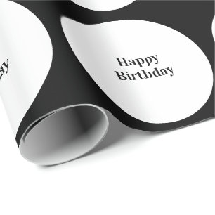 Papier Cadeau Joyeux anniversaire Noir Blanc Pois Garçons Filles