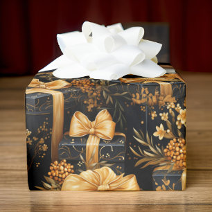 Papier Cadeau Joyeux anniversaire Noir et Or N'importe quel âge