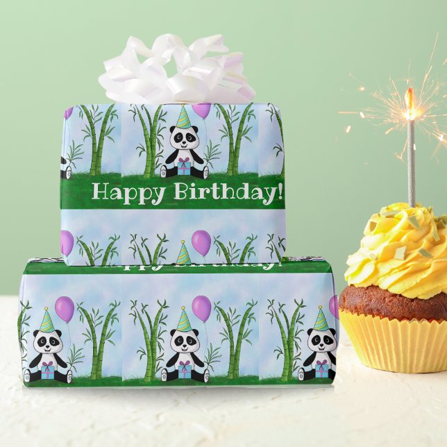 Papier Cadeau Joyeux anniversaire Panda Party (Créateur téléchargé)