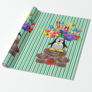 Papier Cadeau Joyeux Anniversaire Papier Penguin
