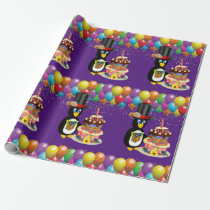 Papier Cadeau Joyeux Anniversaire Papier Penguin