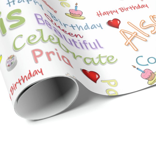 Papier Cadeau Joyeux Anniversaire Papier Pria (Coin rond)