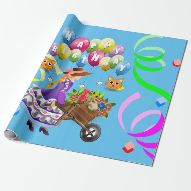 Papier Cadeau Joyeux Anniversaire Papier Victorian (Déroulé)