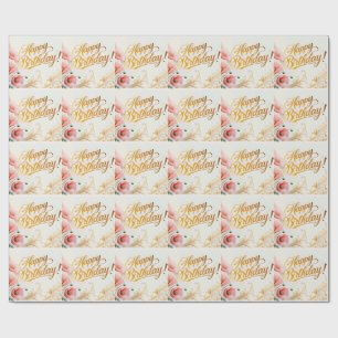 Papier Cadeau Joyeux Anniversaire, pavots,