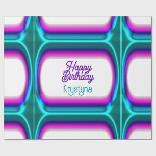 Papier Cadeau Joyeux Anniversaire Personnalisé Magenta Cyan Lumi