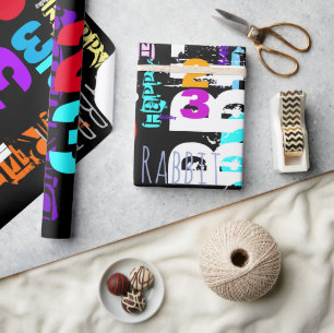 Papier Cadeau Joyeux anniversaire personnes nées Rabbit Année WP