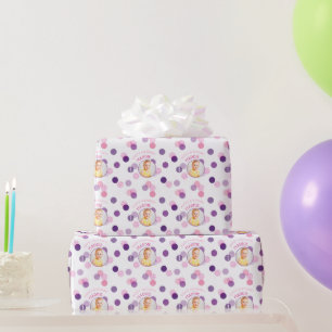 Papier Cadeau JOYEUX ANNIVERSAIRE photo moderne confetti taches 