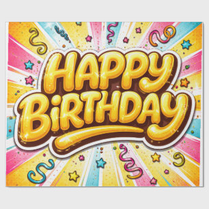 Papier Cadeau Joyeux Anniversaire Pop — Célébration en Lettres B