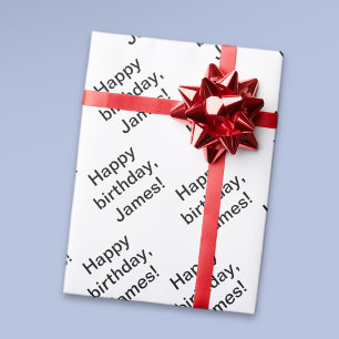 Papier Cadeau Joyeux anniversaire répétitif personnalisable (n'i