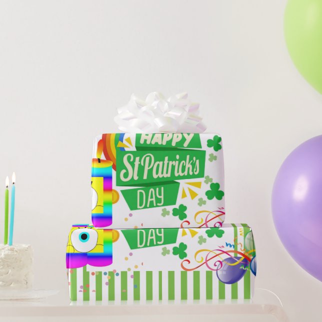 Papier Cadeau Joyeux Anniversaire St. Patrick's Day Wrapping Pap (Cadeaux de fête)