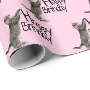 Papier Cadeau Joyeux anniversaire Tabby Cat fun