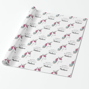 Papier Cadeau Joyeux anniversaire Unicorne