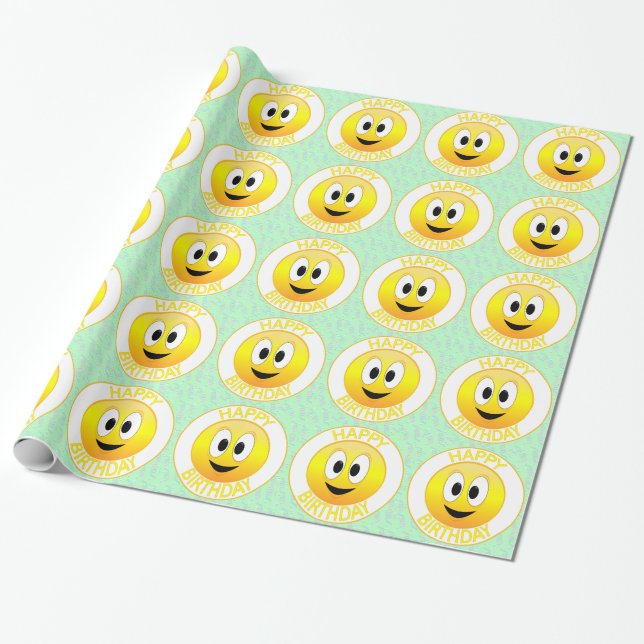 Papier Cadeau Joyeux Anniversaire Visage Sourire  (Déroulé)