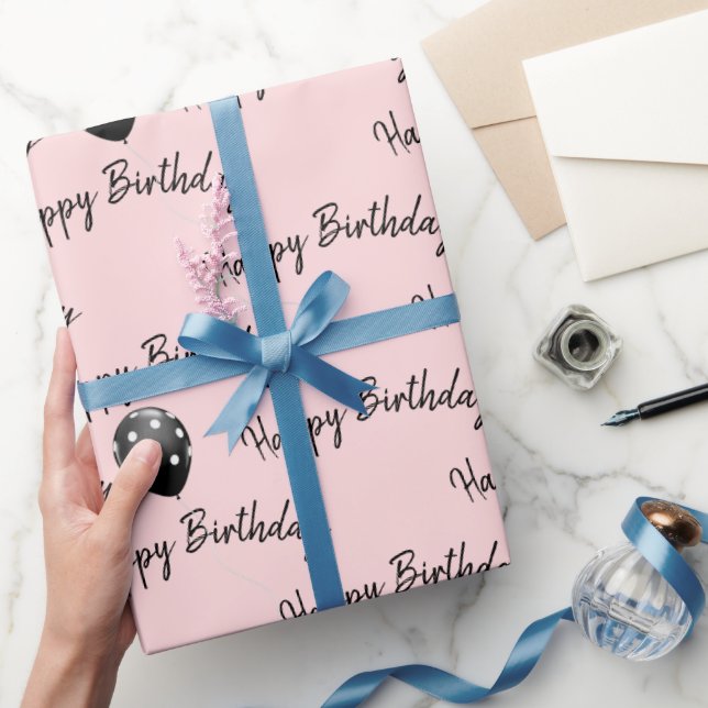 Papier Cadeau Joyeux Ballons à points Polka pour l'anniversaire (Cadeaux)