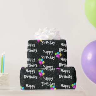 Papier Cadeau Joyeux Ballons D'Anniversaire En Parties scintilla