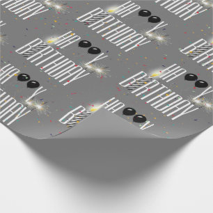 Papier Cadeau Joyeux Ballons d'anniversaire et Confetti