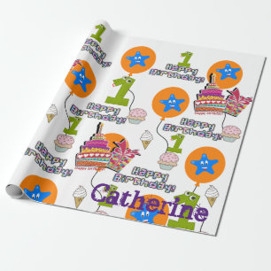 Papier Cadeau Joyeux Ballons papier d'enveloppement d'anniversai