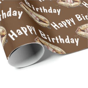 Papier Cadeau Joyeux baseball d'anniversaire en gant