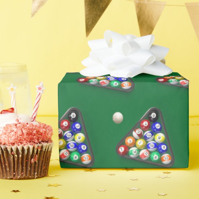 Papier Cadeau Joyeux Billard d'anniversaire sur Green (Fête d'anniversaire)
