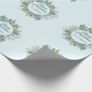 Papier Cadeau Joyeux bleu de menthe de pourpre de vacances de