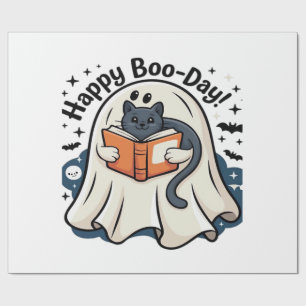 Papier Cadeau Joyeux Boo-Day Ghost Cat PNG - Surdimensionné Mign