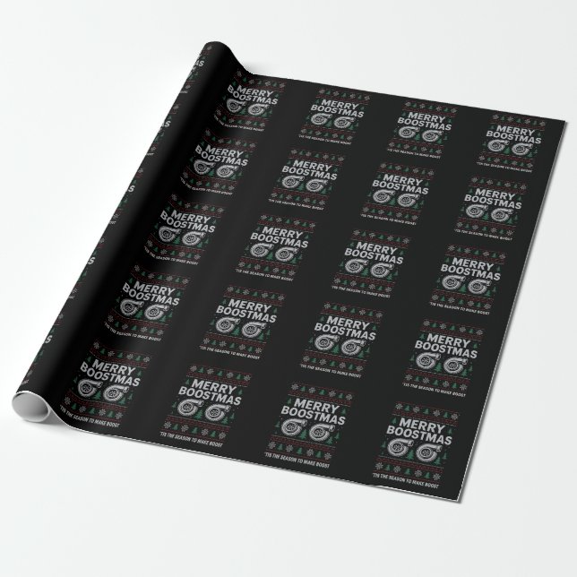 Papier Cadeau Joyeux Boostmas Turbo Noël Sweater Course Automobi (Déroulé)