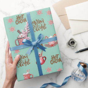 Papier Cadeau Joyeux & Bright & chaud cacao menthe Noël