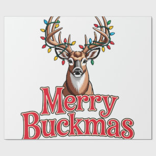 Papier Cadeau Joyeux Buckmas Fête de chasse à tête de cerf Noël
