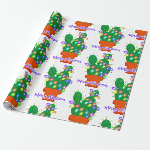 Papier Cadeau joyeux cactus de noël