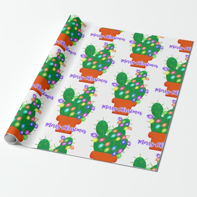Papier Cadeau joyeux cactus de noël (Déroulé)