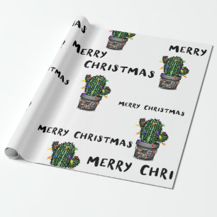 Papier Cadeau Joyeux Cactus de Noël Envelopper le papier