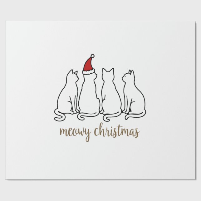 Papier Cadeau Joyeux Catmas Chat Noël Mignon Chatons Chats Père  (Plat)