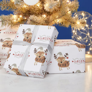 Papier Cadeau Joyeux cerf de Noël 