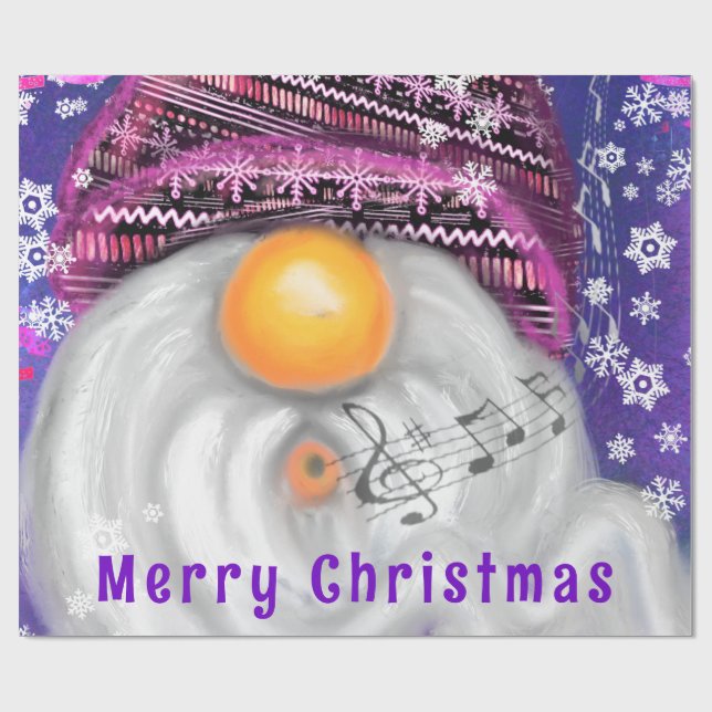 Papier Cadeau Joyeux chant Gnome Papier Enveloppant Noël (Plat)