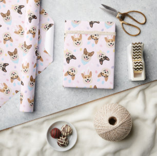 Papier Cadeau Joyeux Chiens de Corgi gallois Pembroke de Pâques